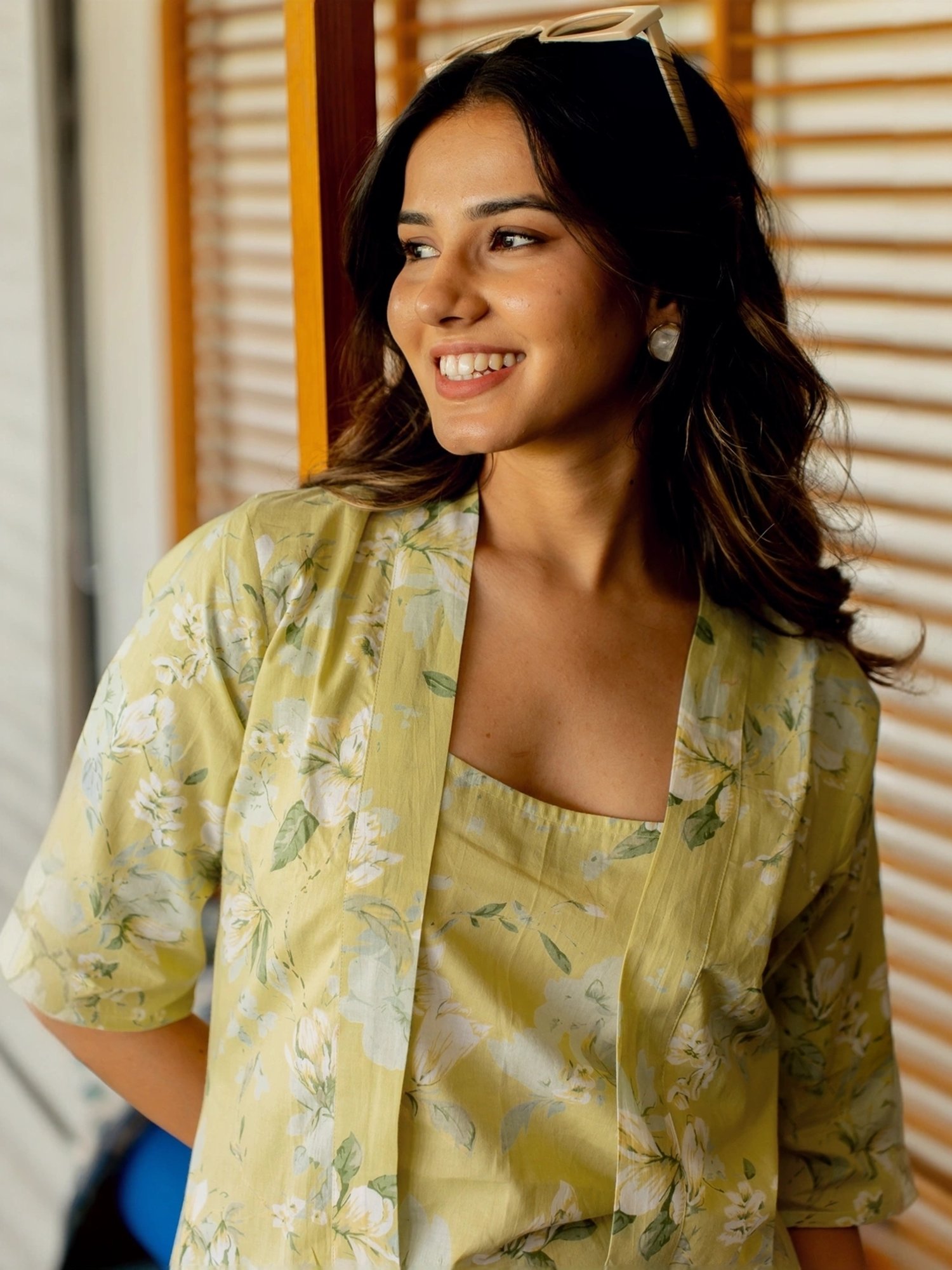 MIRCHI FASHION Yellow Cotton Printed Top Palazzo Set With Shrug