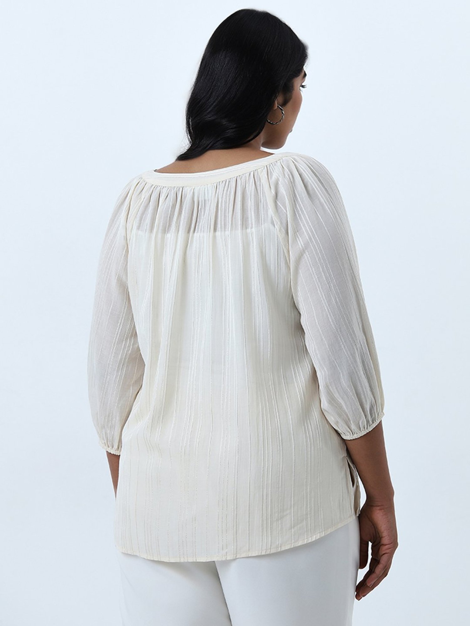 Gia by Westside Off-White Striped Blouse