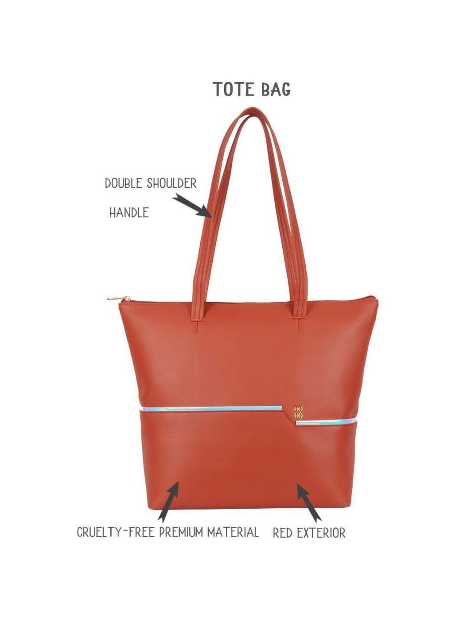 Baggit Red Solid Large Tote Handbag