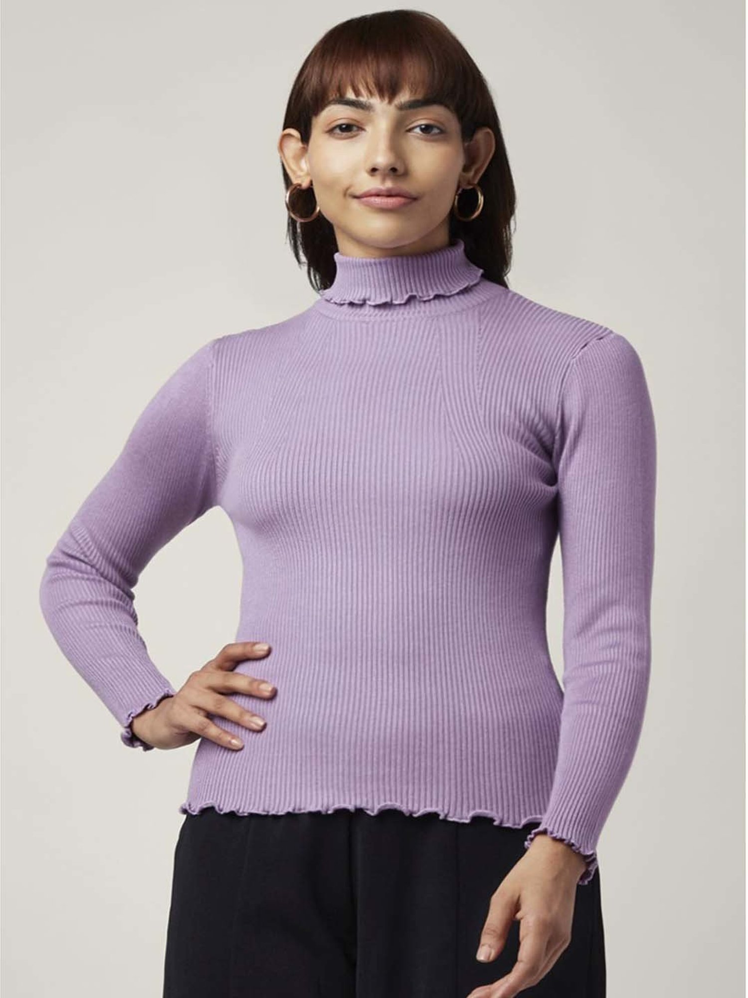 Honey by Pantaloons Purple Slim Fit Sweater