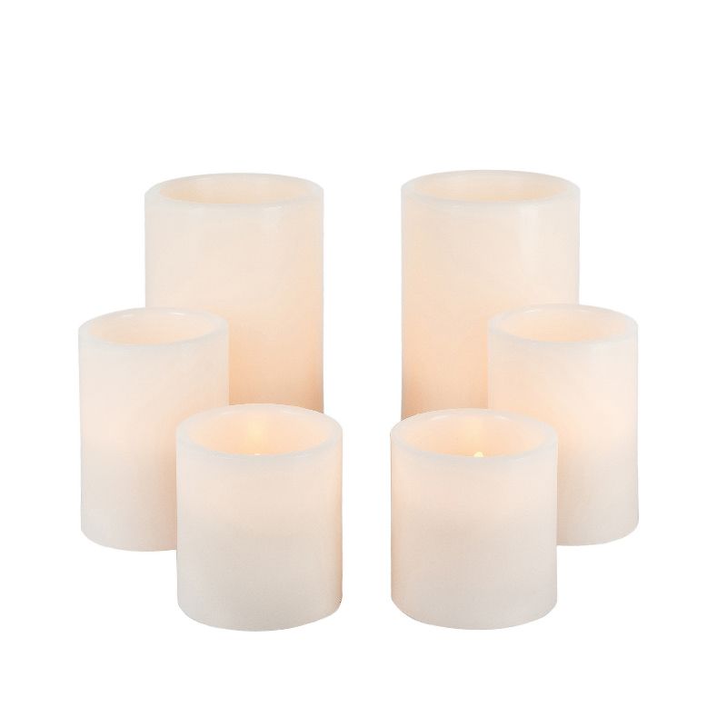 Everlasting Glow Wax Straight Edge 1000-Hour Candles with Soft Glow Flicker and Full Body Glow&trade; (Set of 6)