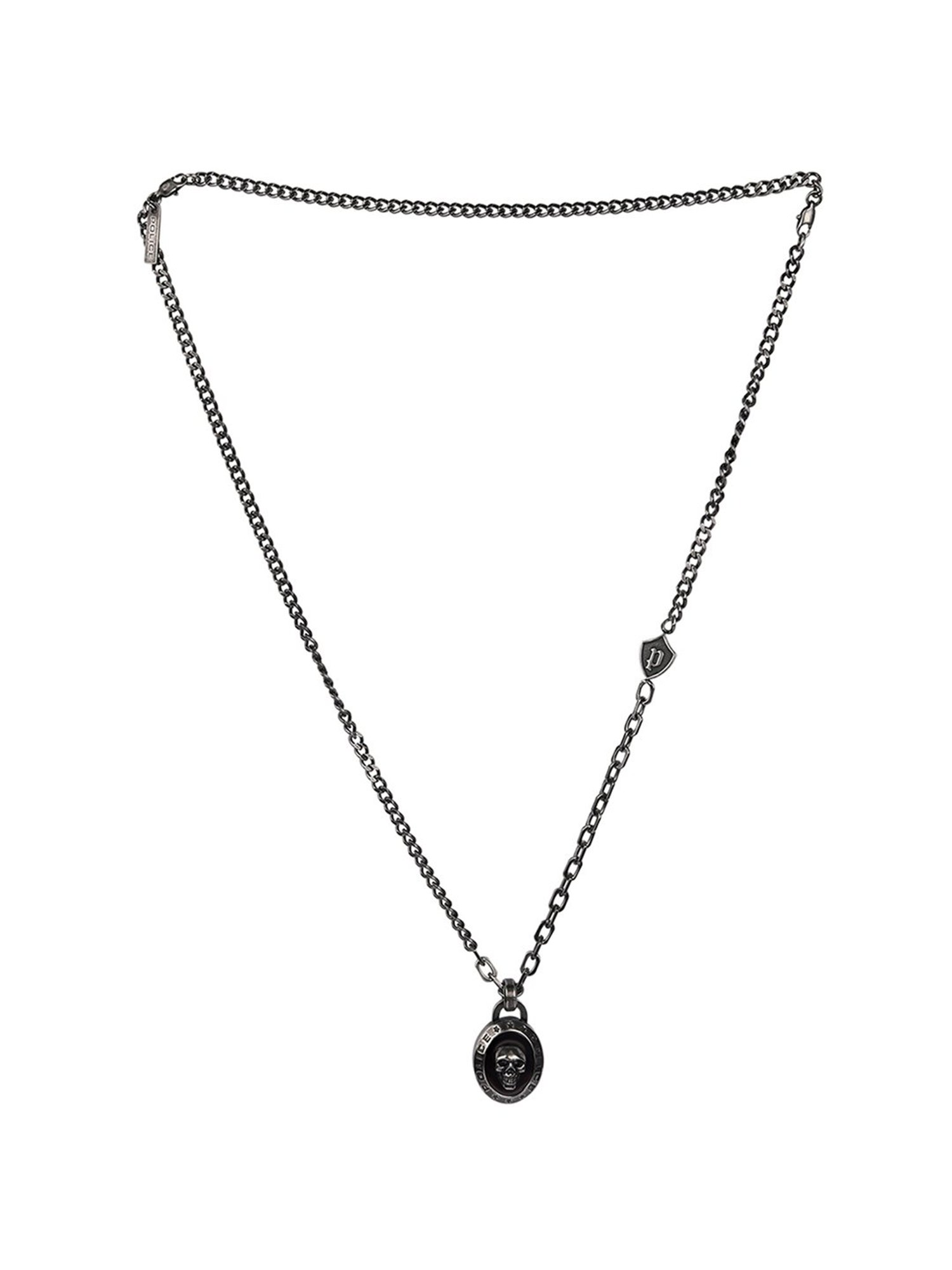 Police Black-Plated Extreme Rebel Vertex Necklace for Men
