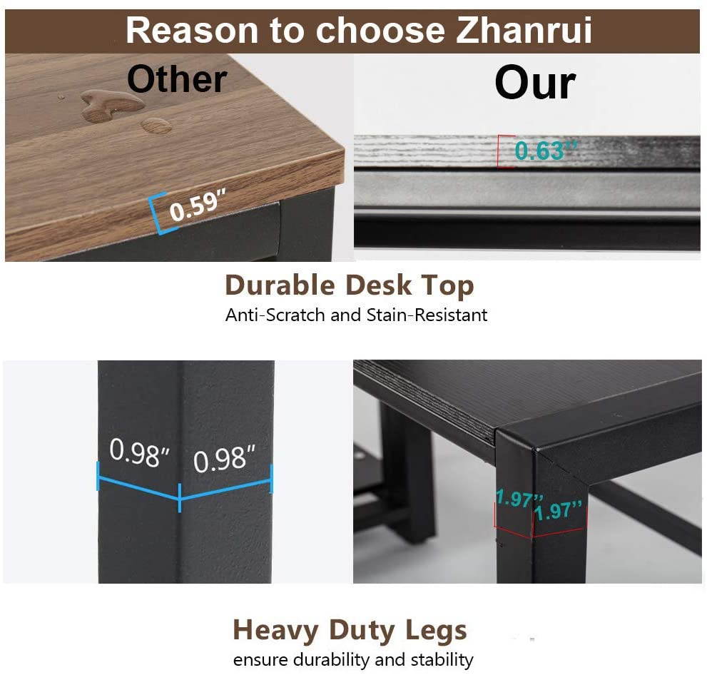 Home Office Desk Computer Desk Writing Table Gaming Desk with 4 Tier Shelves