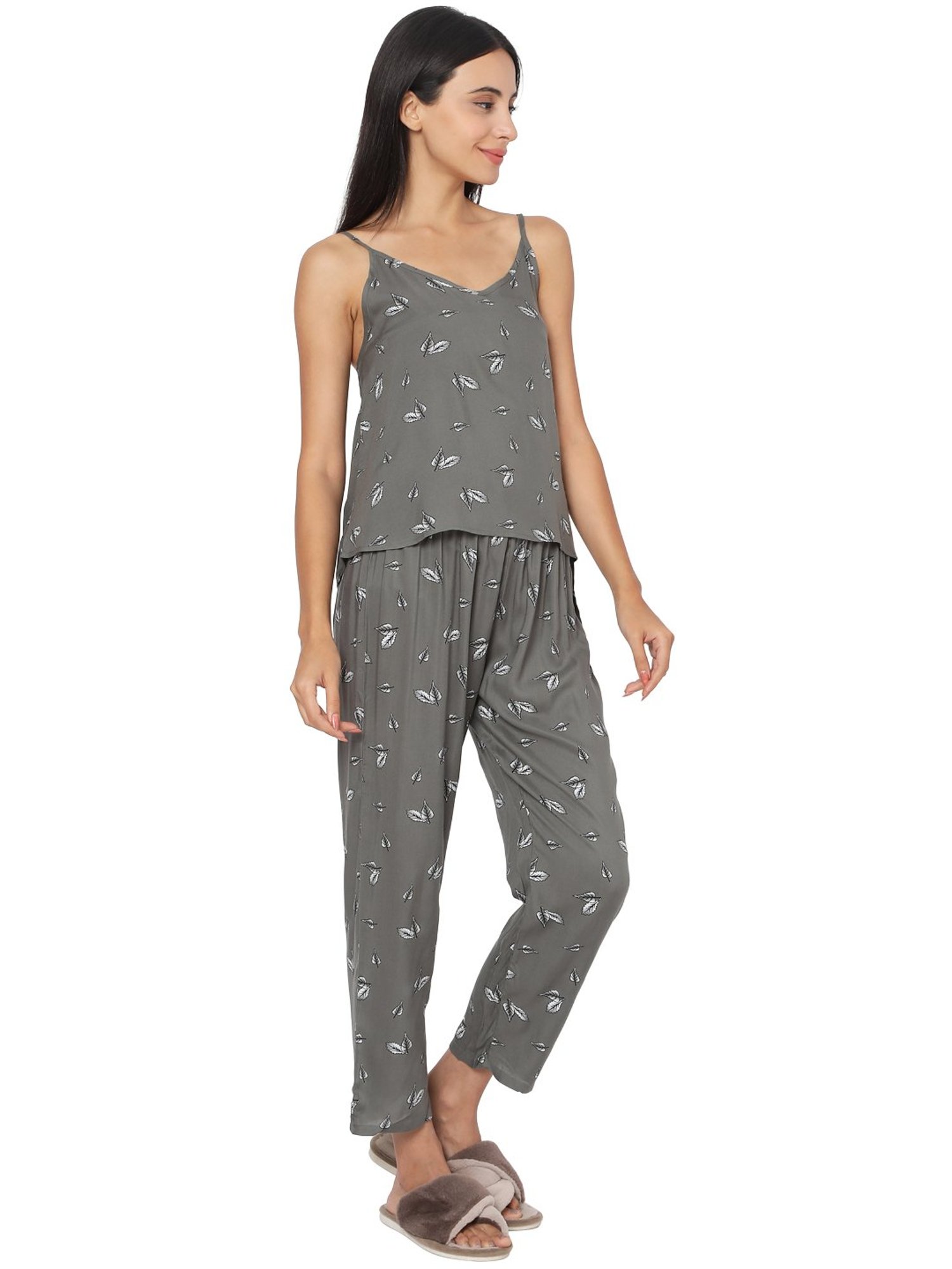 Smarty Pants Dark Grey Cotton Print Top With Pyjamas