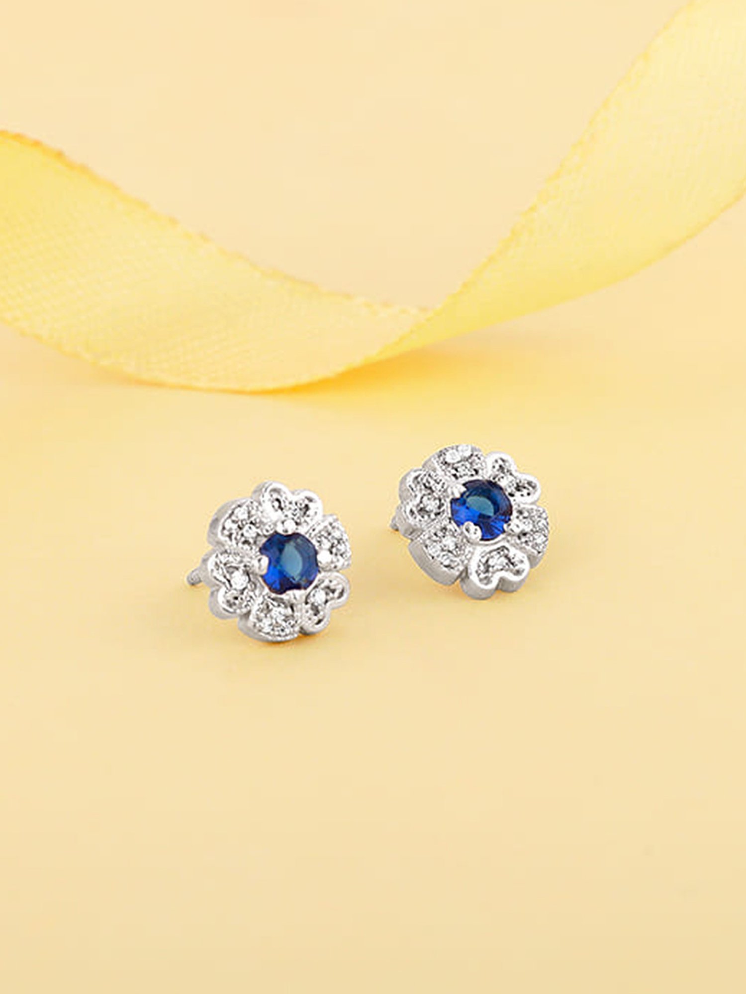 GIVA 925 Silver Royal Blue Bloom Studs for Women & Girls