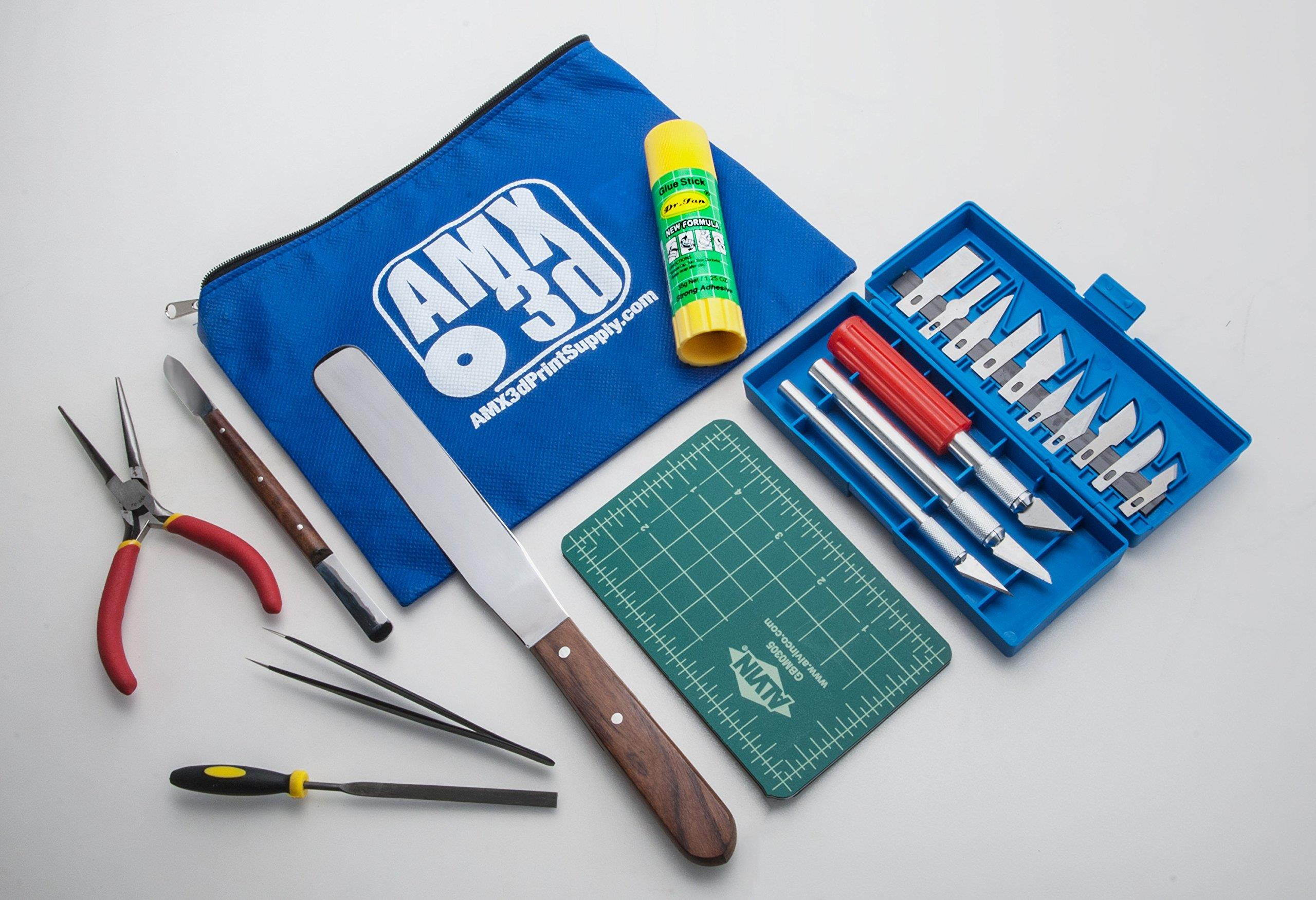 AMX3d 25 Piece 3D Printer Tool Kit - All The 3D Printing Tools Needed to Clean & Finish 3D Prints - Print Like a Pro
