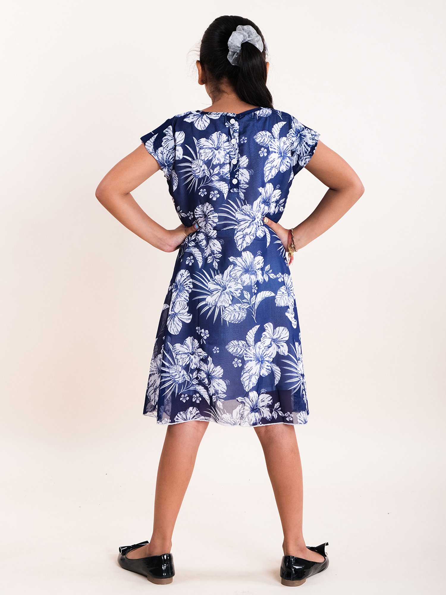 Kiddopanti Kids Navy Floral Print Dress