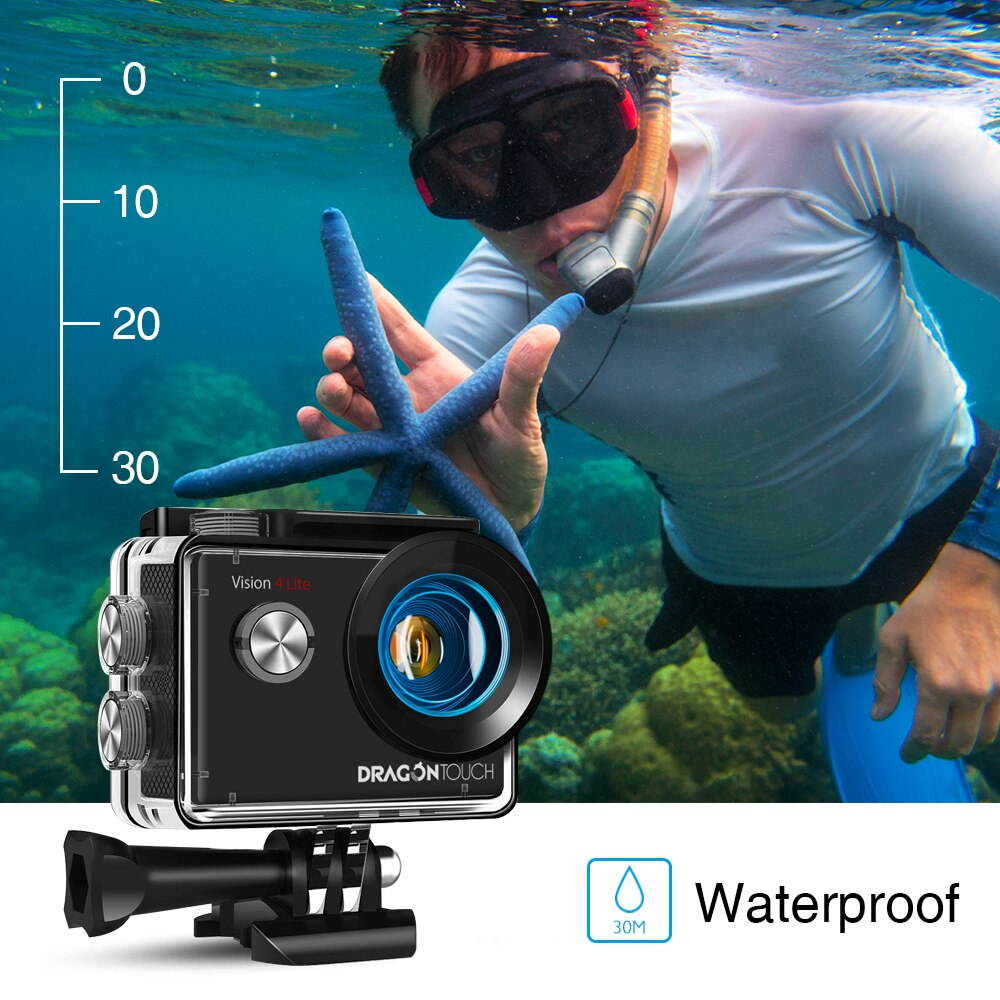 Vision 4 Lite 4K Action Camera 20MP EIS Anti-shake Sport Camera Underwater Waterproof Camera 4K Action Cam Support External Mic