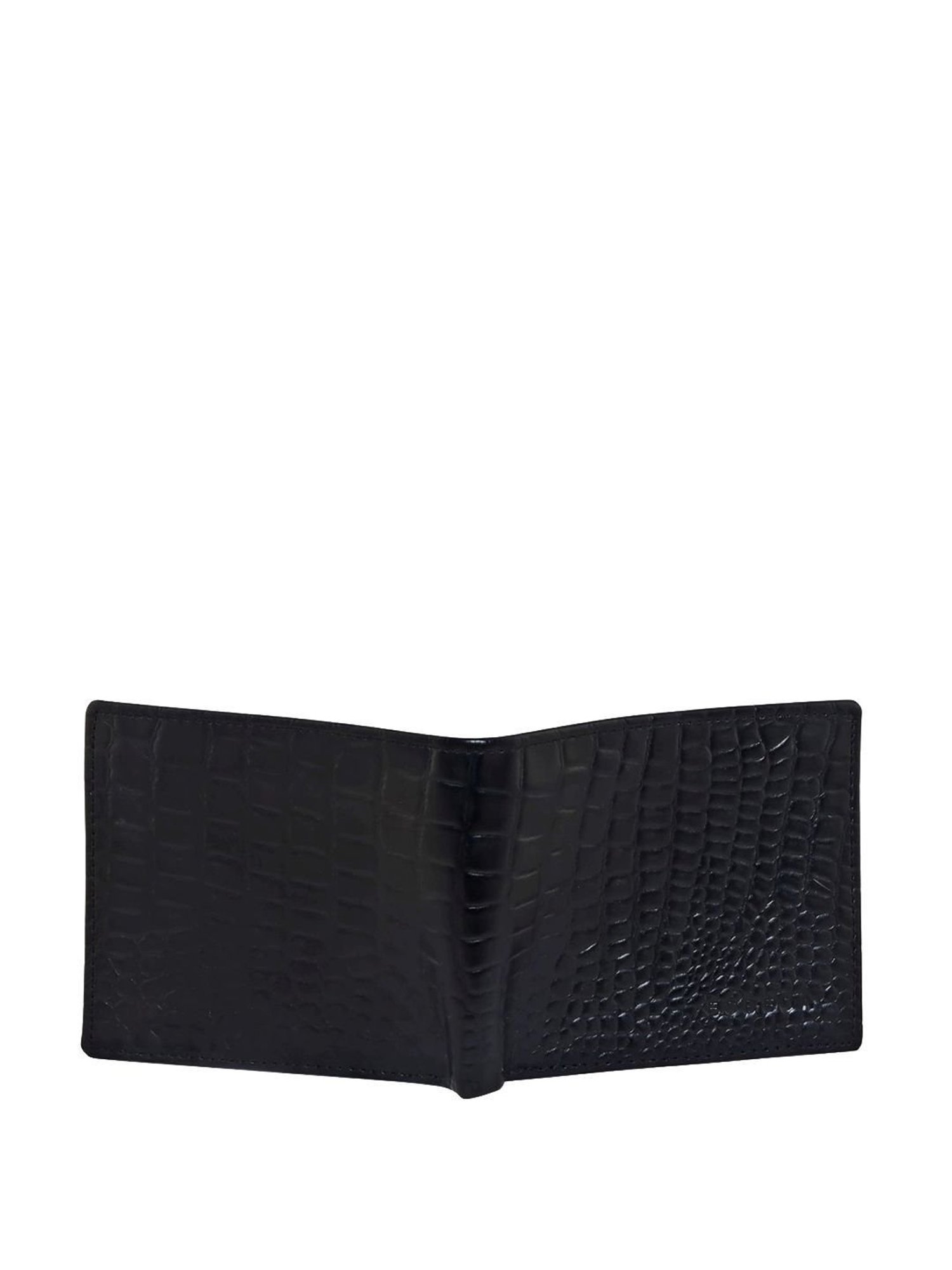 Esbeda Black Casual Leather Bi-Fold Wallet with Belt for Men