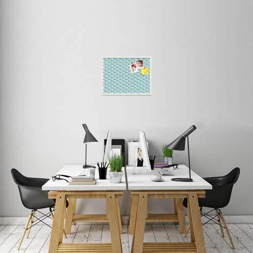 PinPix pin Cork Bulletin Board Made from Canvas, BAUS Aqua 24x18 Inches (Completed Size) and Framed in Satin White Frame (PinPix-1626-24x18_FRBW26074)