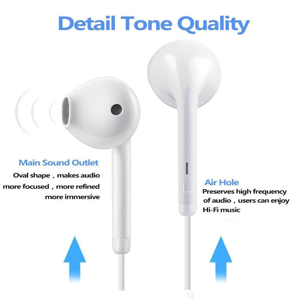 Lightning Earbuds Headphone Wired Earphones Headset with Microphone and Volume Control, Compatible with iPhone XS/XS Max/XR/X/8/8 Plus/7/7 Plus Plug and Play IOS 10/11/12 - White