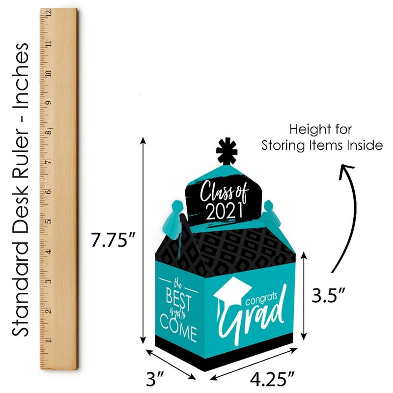 Big Dot of Happiness Teal Grad - Best is Yet to Come - Treat Box Party Favors - 2021 Turquoise Graduation Party Goodie Gable Boxes - Set of 12