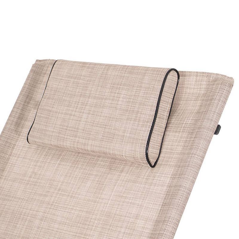 Outdoor Curved Rocker Chaise Lounge Chair with Pillow - Beige - Crestlive Products