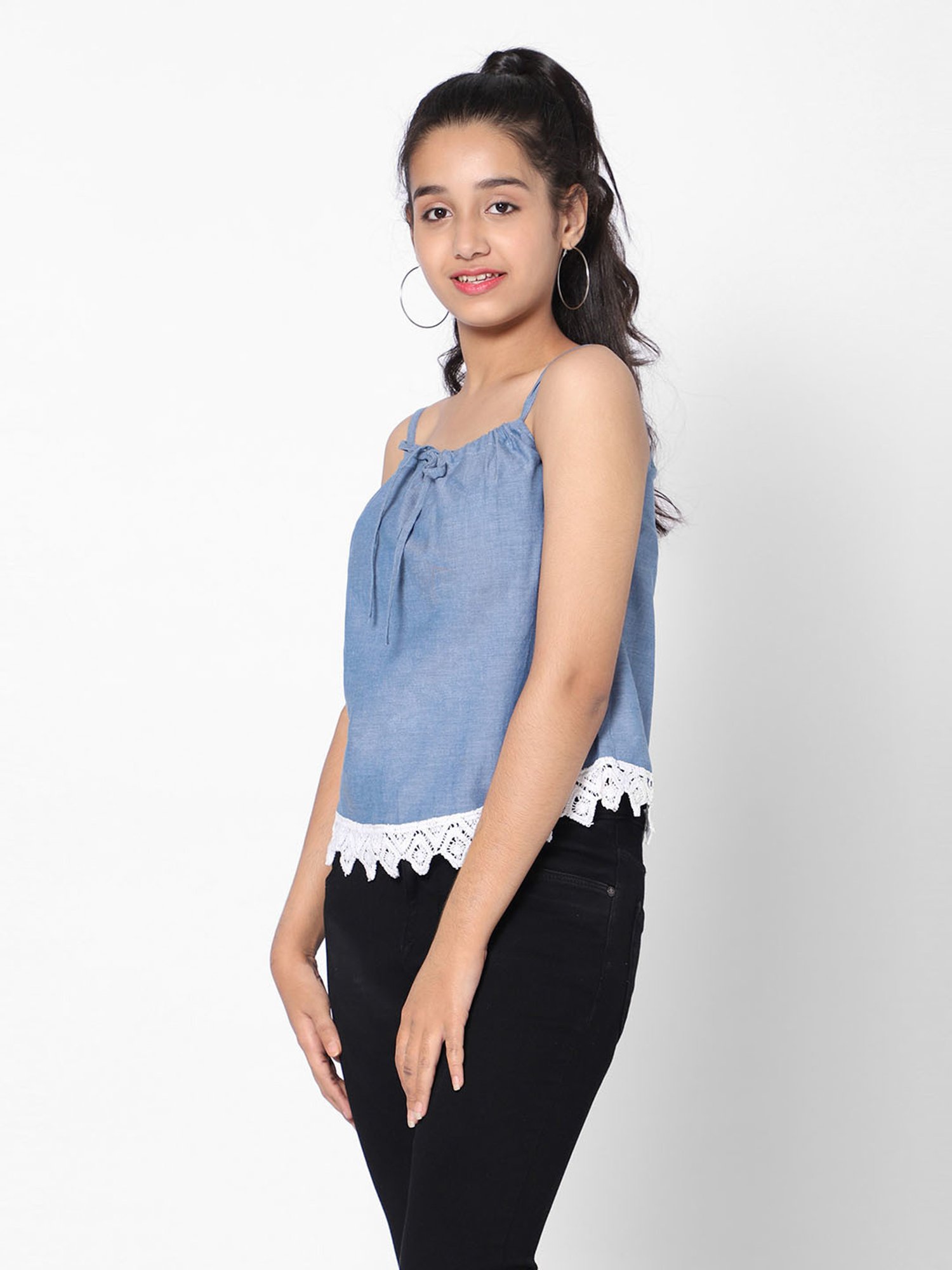 TeenTrums Girls Blue Lace Top