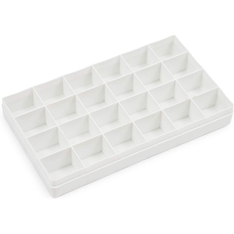 2 Sets of Artists Paint Palettes Plastic Pallets with 24 Wells and Fine Paintbrush for Painting and Watercolor