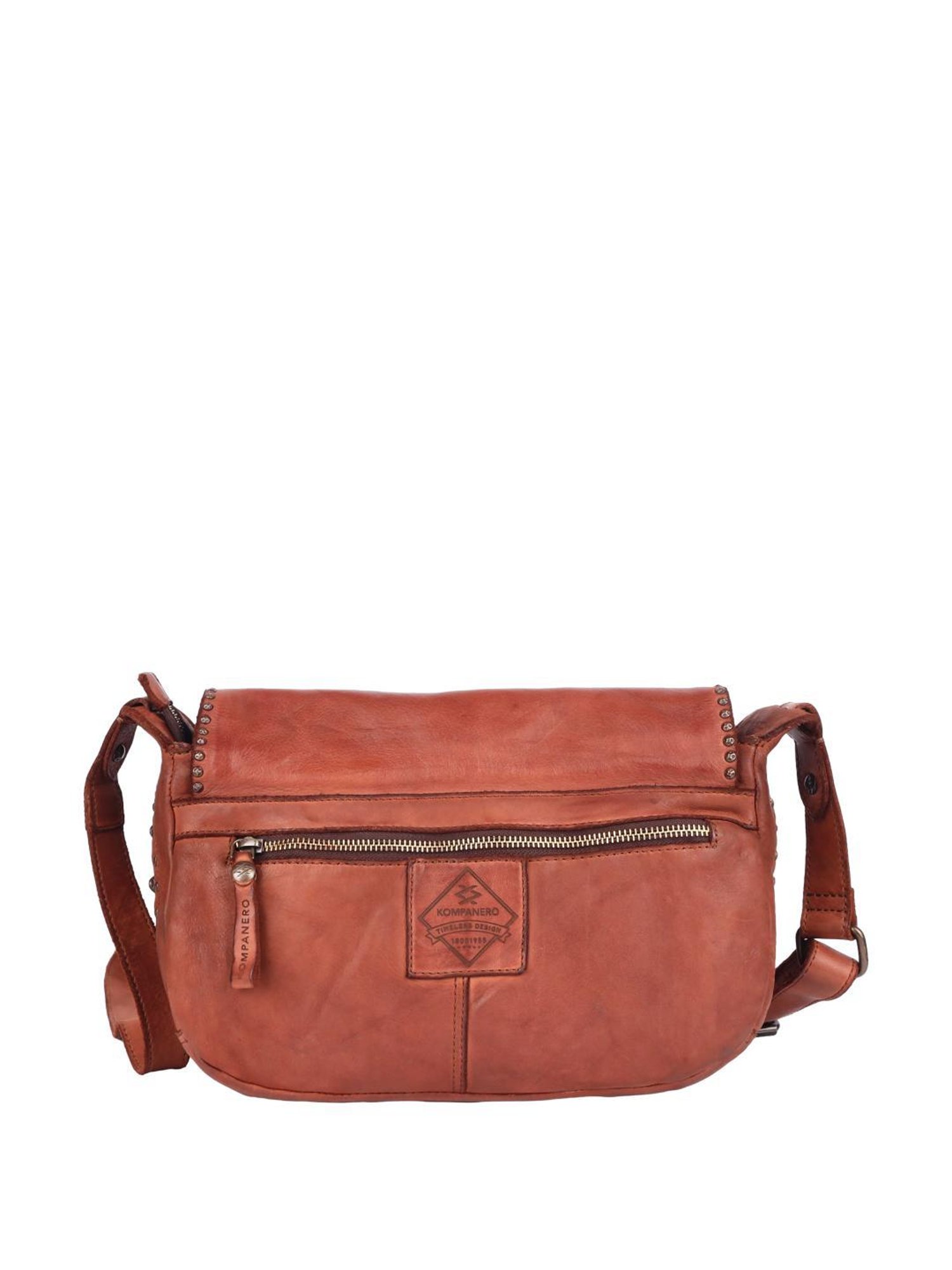 KOMPANERO Alaska Cognac Embellished Medium Sling Handbag