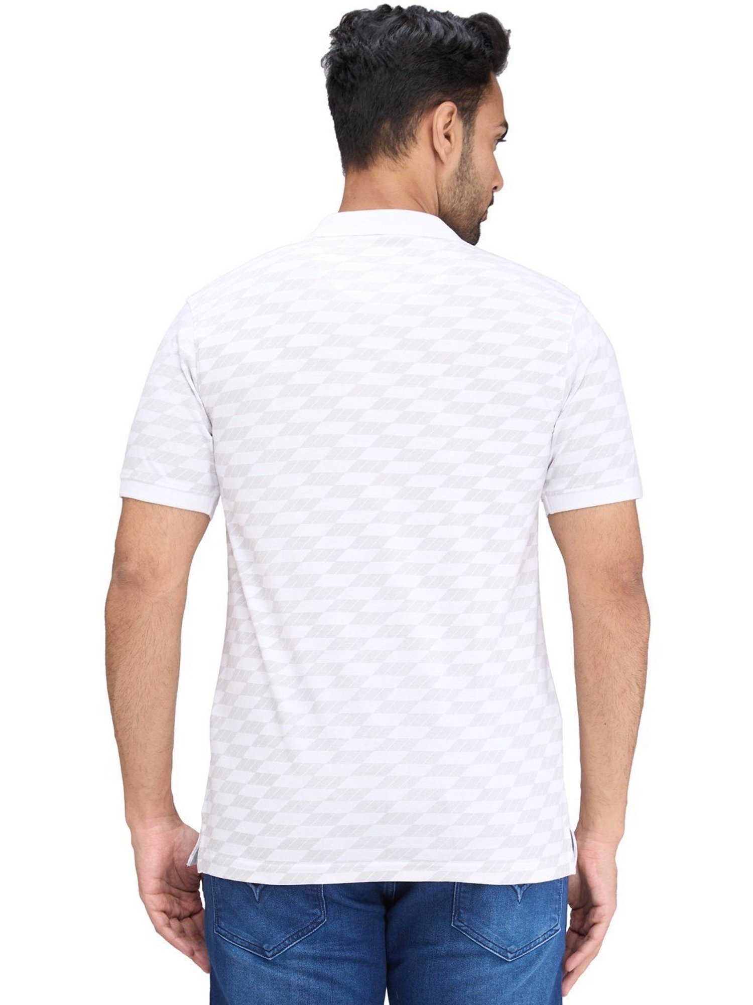Park Avenue White Slim Fit Printed Polo T-Shirt