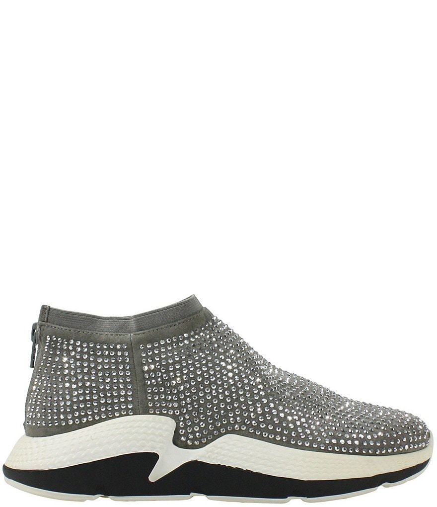 L'Amour Des Pieds Helana Rhinestone Suede Back Zip Wedge Sneakers