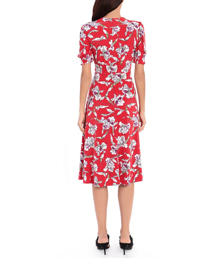 Jkara Petite Size V-Neck 3/4 Sleeve Beaded Bodice Gown