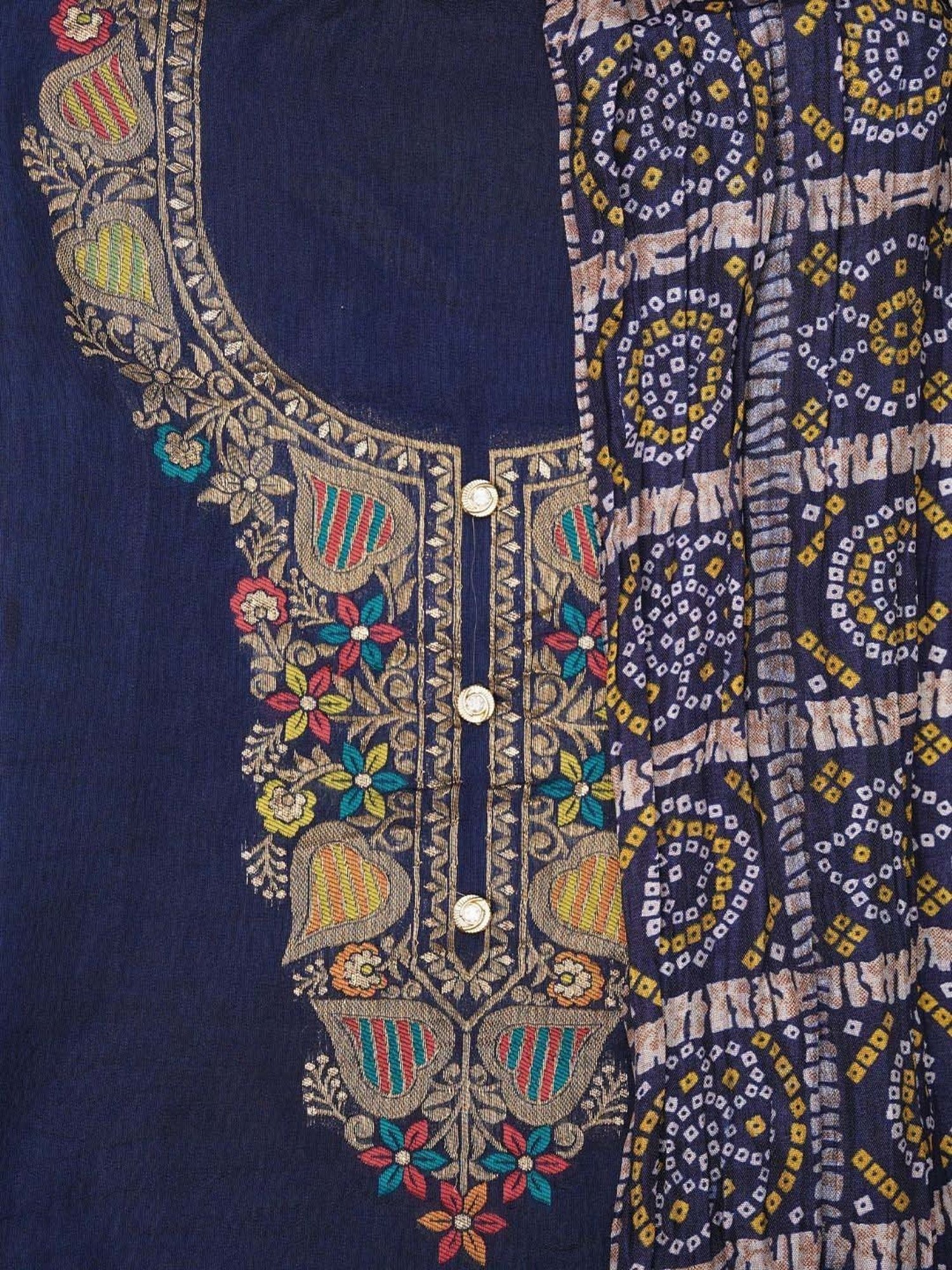 Jaipur Kurti Blue Woven Pattern Unstitched Dress Material