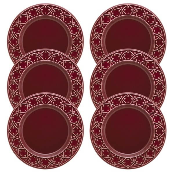 MANHATTAN COMFORT 2-NM03-7304 Mendi 12 Large 10.43" Dinner Plates in Maroon Red