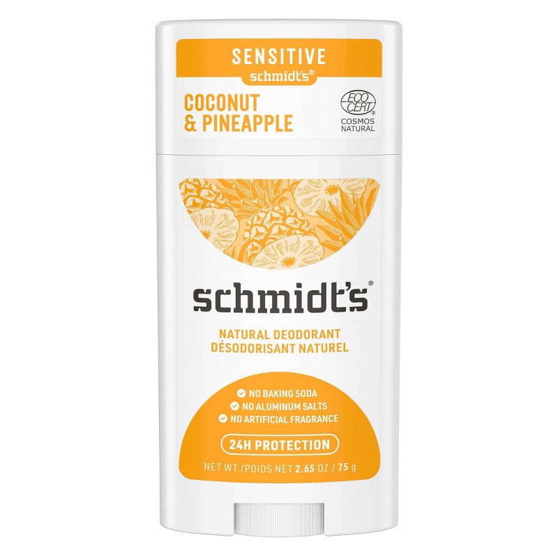 Schmidt's Coconut Pineapple Aluminum-Free Natural Deodorant Stick for Sensitive Skin - 2.65oz