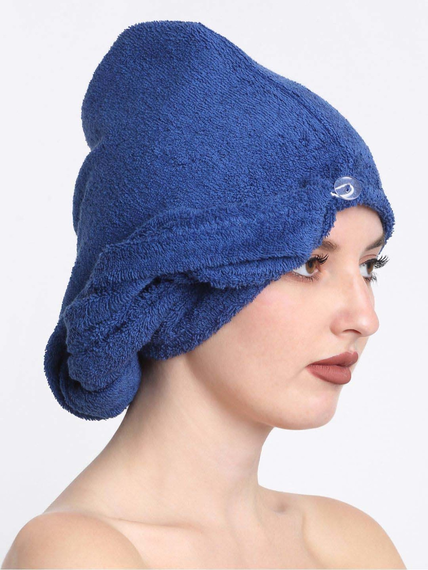 Creeva Luxury Blue Cotton 380 GSM Hair Wrap
