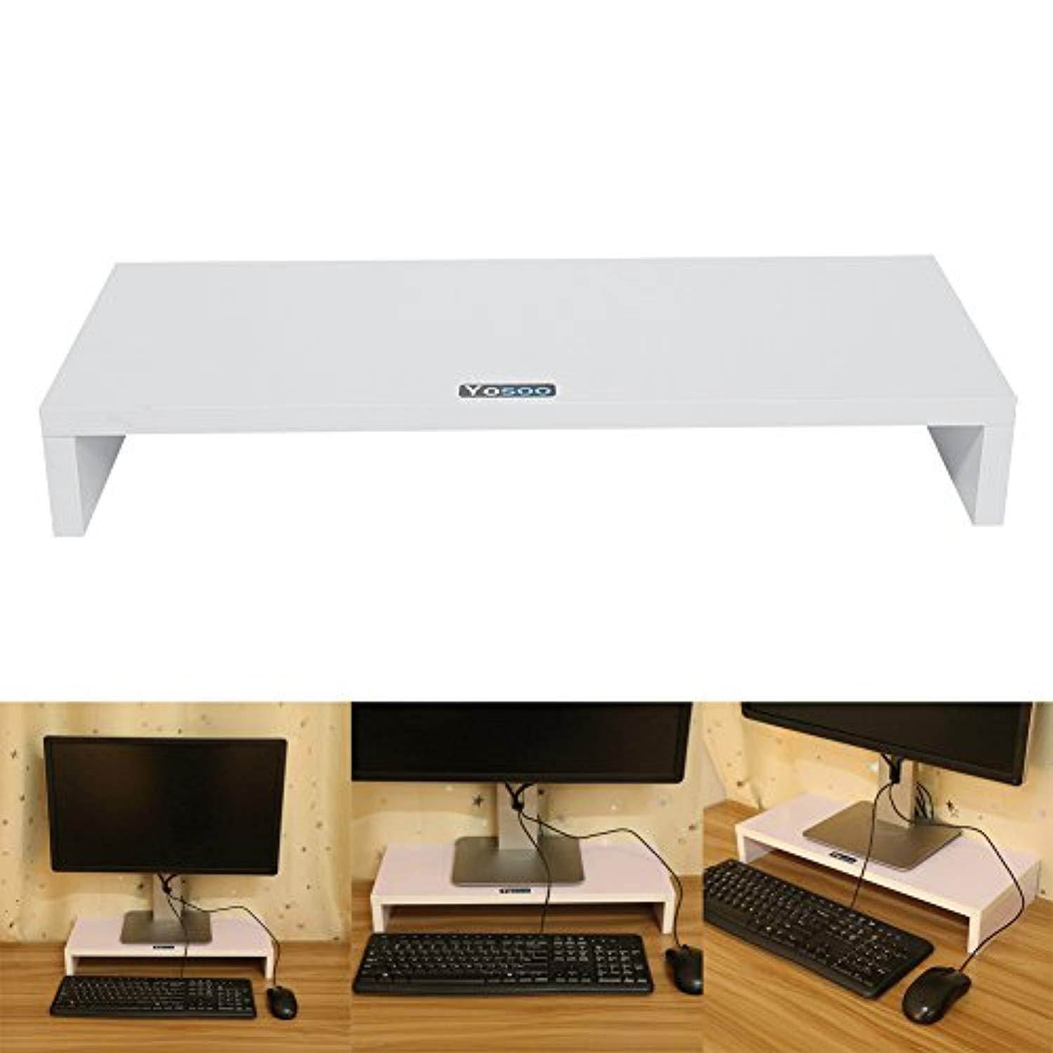 computer monitor stand riser, computer monitor riser desk table led tv stand shelf desktop laptop organizer for office home liv