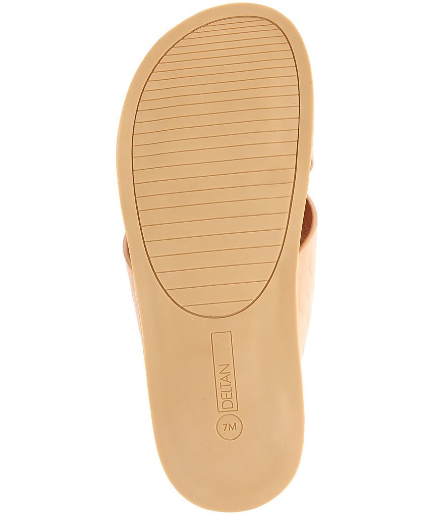 Deltan Nova Debossed Leopard Print Leather Cross Band Slides