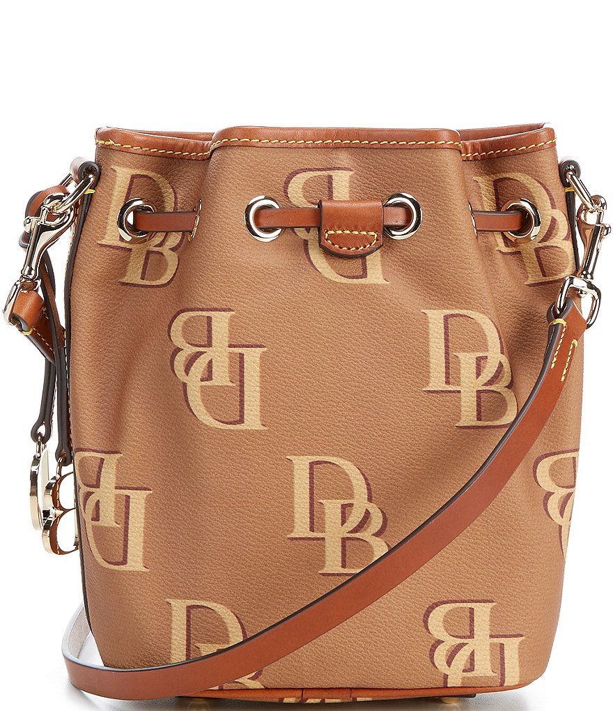 Dooney & Bourke Signature Monogrammed Collection Small Drawstring Bucket Bag