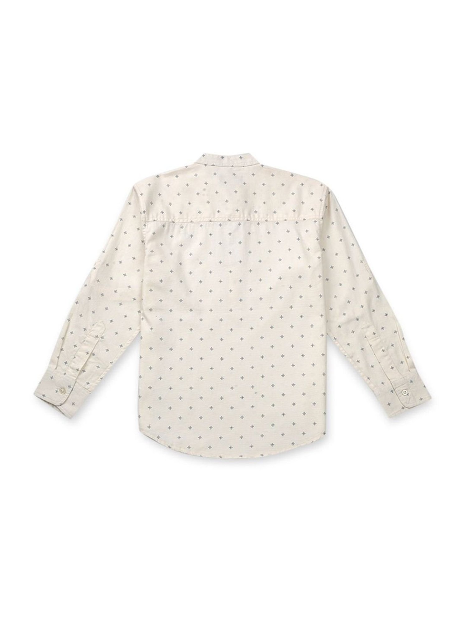 Gini & Jony Kids White Cotton Printed Full Sleeves Shirt