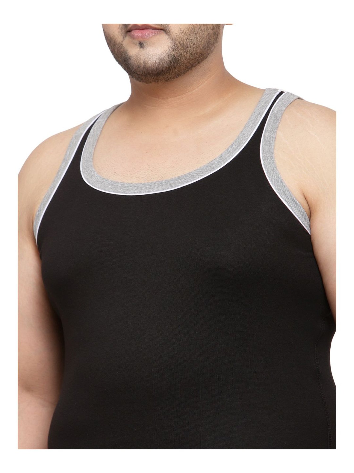 Melon by PlusS Black Cotton Regular Fit Vest