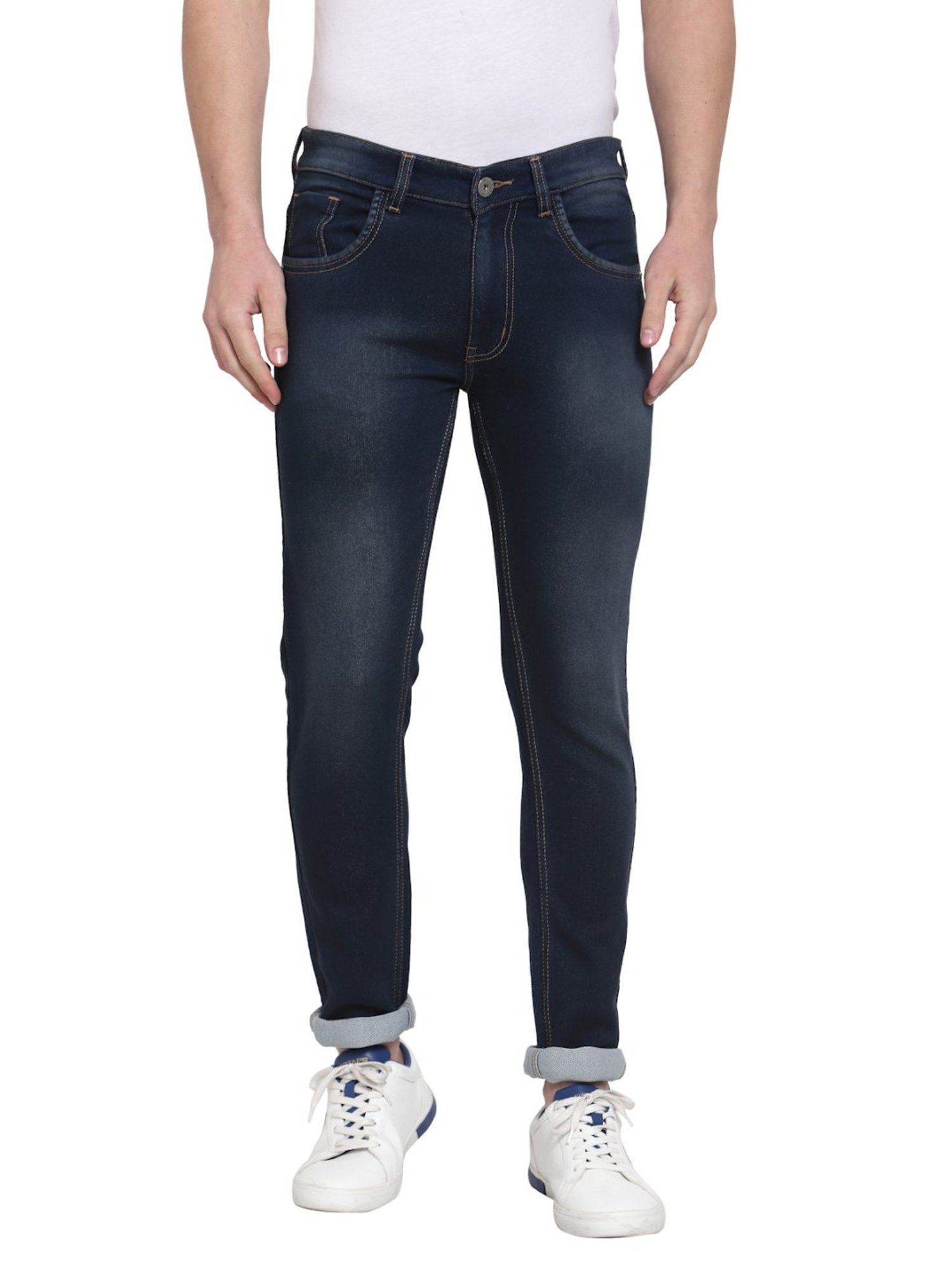 Allen Cooper Dark Blue Regular Fit Jeans