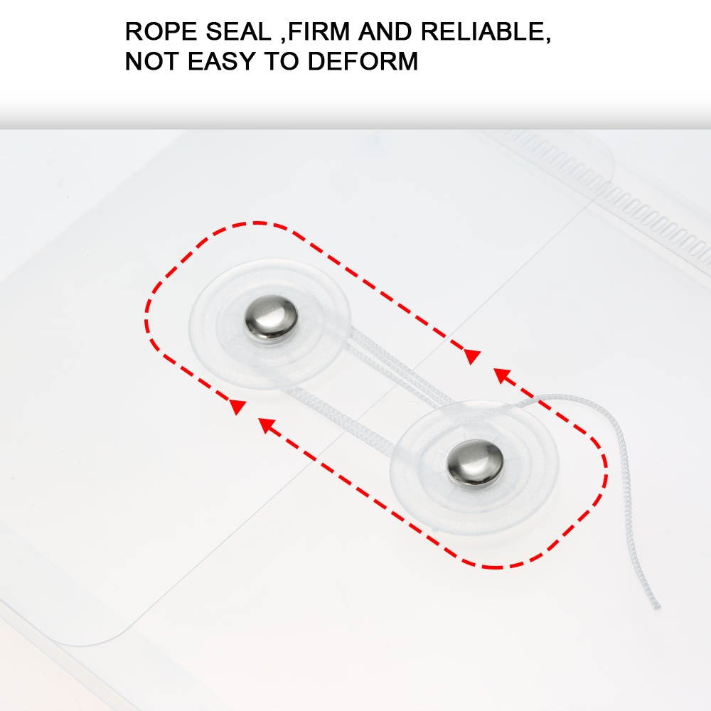 A6 Transparent File Document Bag Pouch Plastic Envelope Mini Storage Organizer with Button & String Tie Clouse for Home Office School Use