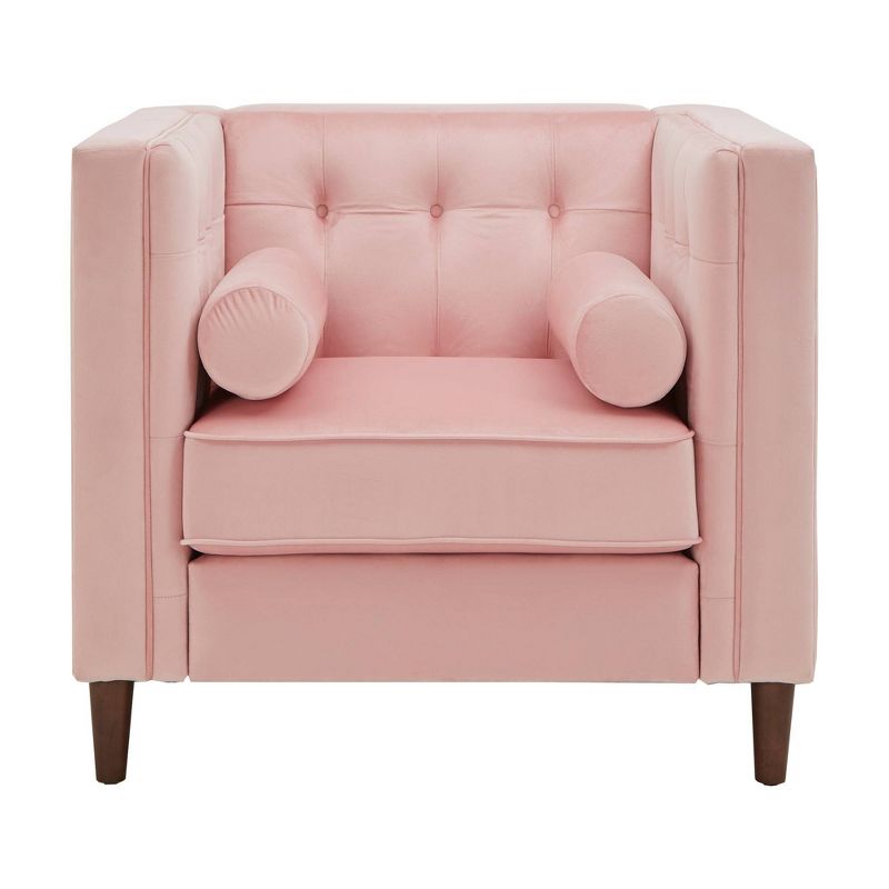 Karissa Velvet Armchair with Pillows Pink - Inspire Q