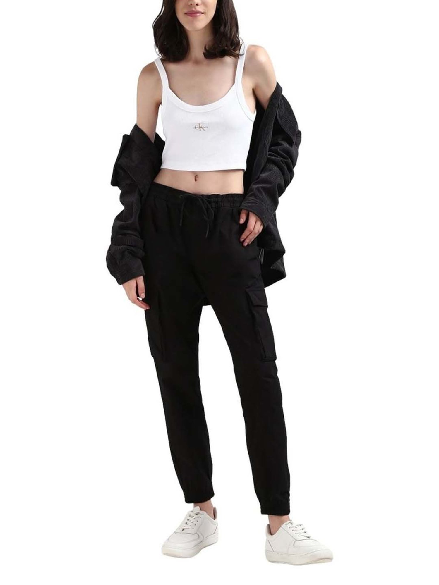 CALVIN KLEIN White Regular Fit Crop Top