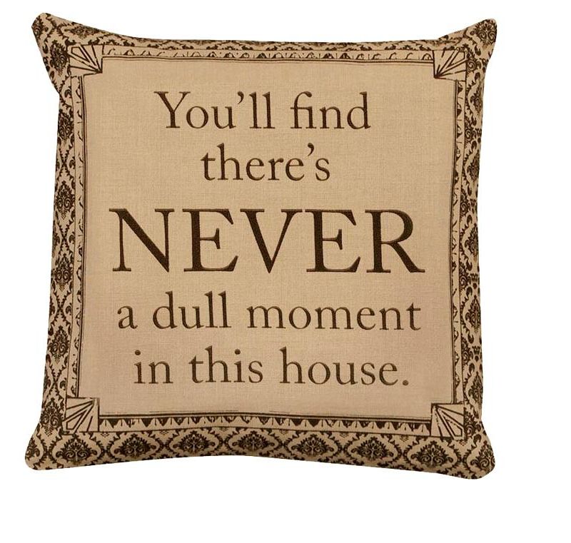 Heritage Lace 18" Square Downton Abbey Life "Never a Dull Moment" British Damask Indoor Throw Pillow - Brown
