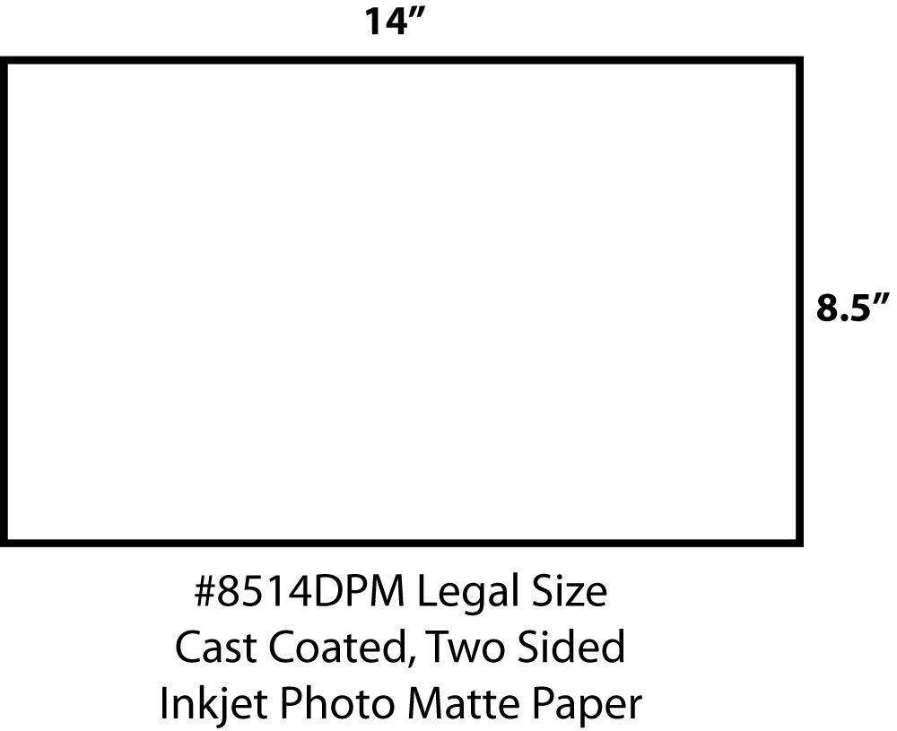 Photo Quality Matte Inkjet Paper 8.5 x 14 Legal Size 2 Sided 50 Sheets #8514DPM