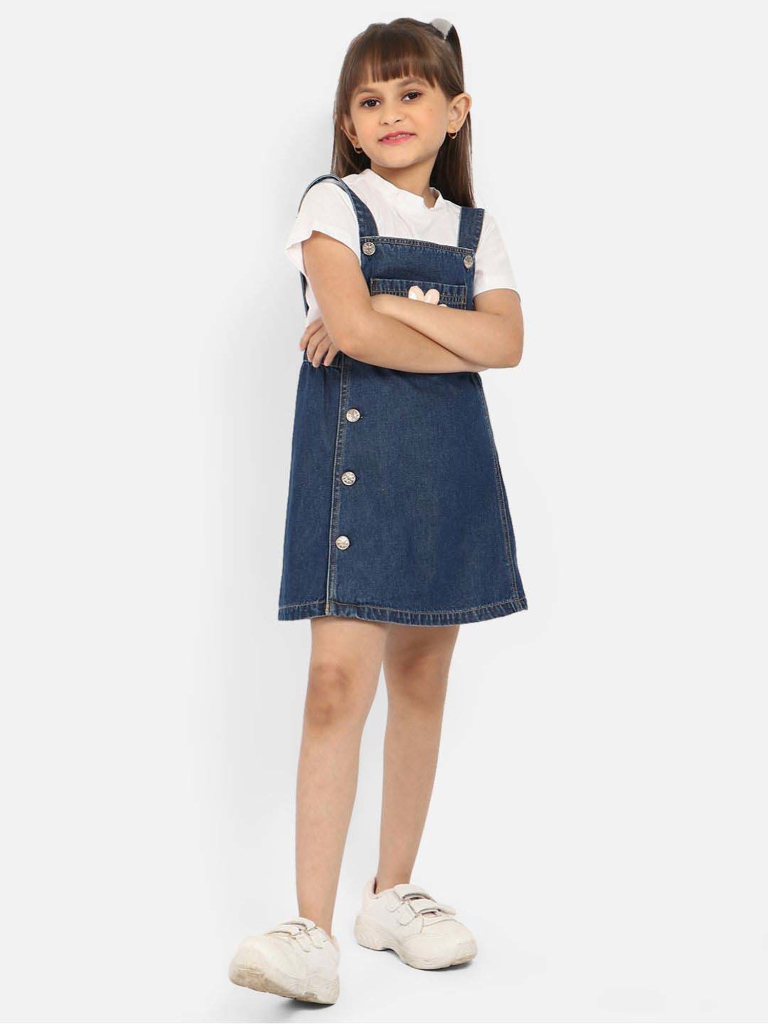 Nauti Nati Kids White & Navy Applique Dress Set