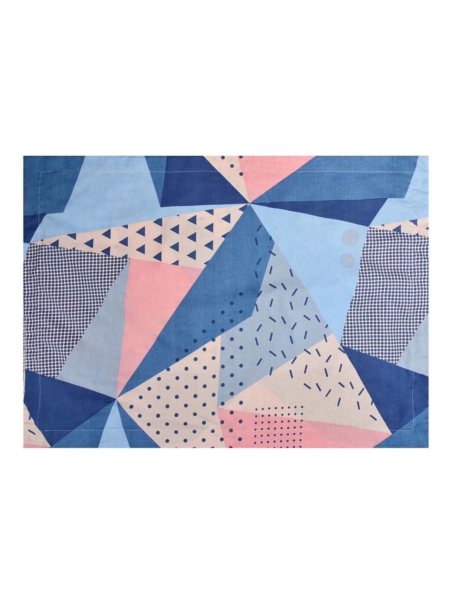 @Home Arias Blue & Pink 165 TC Cotton King Bedsheet with 2 Pillow Covers