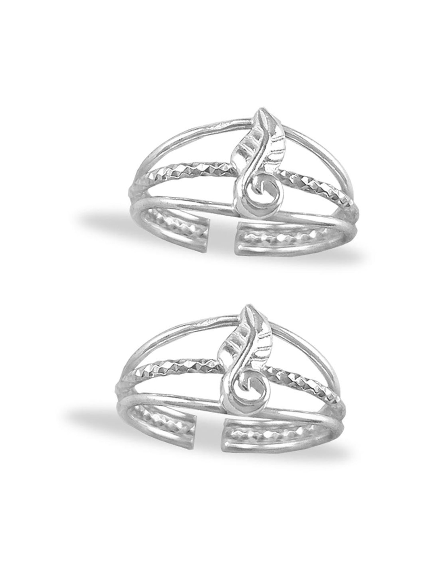 Taraash 92.5 Sterling Silver Leaf Toe Rings for Women