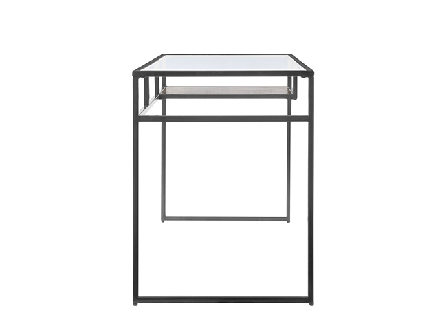 Metal & Glass Top Desk, Home Office Writing Desk, Makeup Table Desk Vanity for Home Decor,Blue,GT116