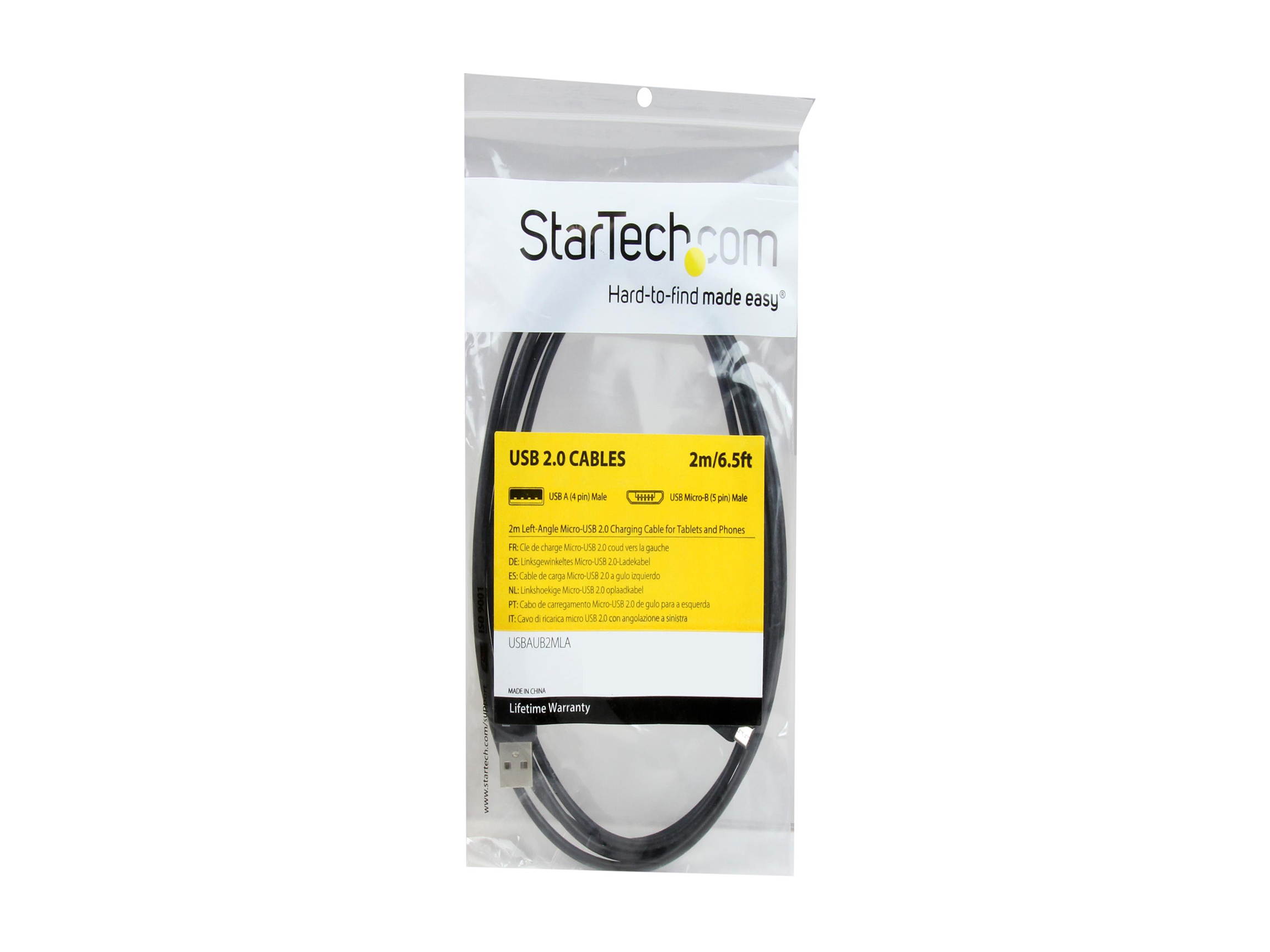 StarTech.com USBAUB2MLA Micro-USB Charge-and-Sync Cable M/M - Left-Angle Micro-USB - 24 AWG