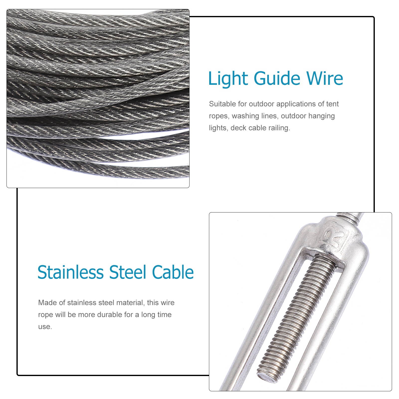 1 Set Stainless Steel Cable Rope Heavy Duty Wire Rope Hanging Wire Kit
