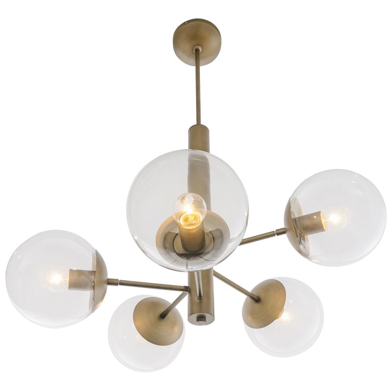 23" Mid Century 5 Light Chandelier Antique Brass - Varaluz