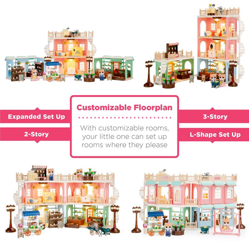 Best Choice Products Deluxe Cottage Dollhouse Mansion Pretend Toy Playset w/ 225 Accessories  and Tiny Critters for Kids