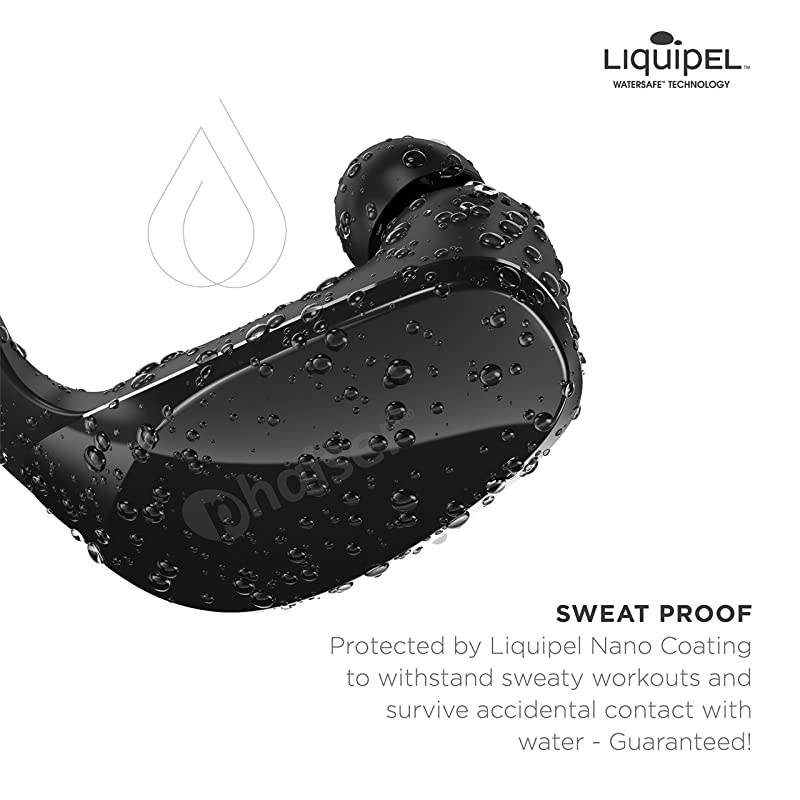 BHS-530 Bluetooth Headphones for Running, Wireless Earbuds for Exercise or Gym Workout, Sweatproof Stereo Earphones, Durable Cordless Sport Headset Mic, Blackout