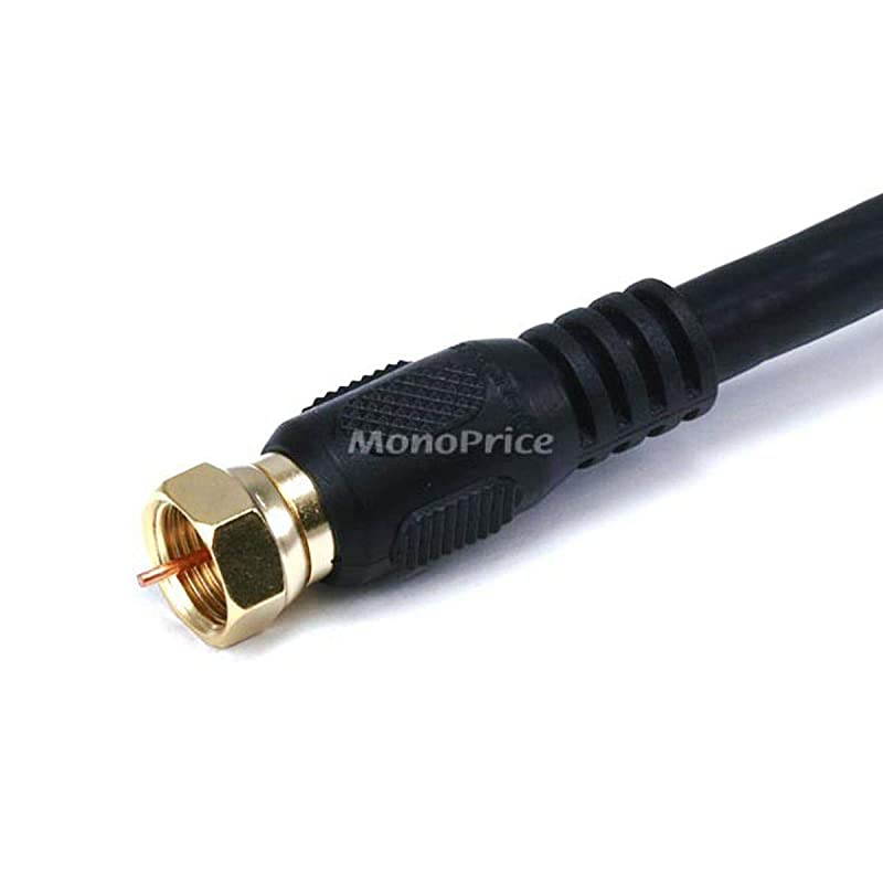 RG6 Quad Shield CL2 Coaxial Cable with F Type Connector 25ft Black
