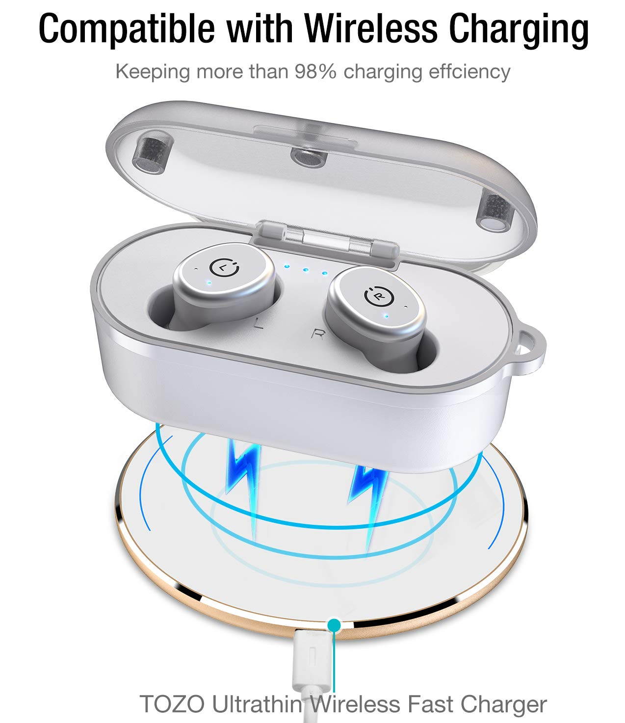 TOZO T10 Bluetooth 5.0 Wireless Earbuds with ?Wireless Charging Case Waterproof TWS Stereo Headphones in-Ear Built-in Mic Headset Premium Sound with Deep Bass for Sport