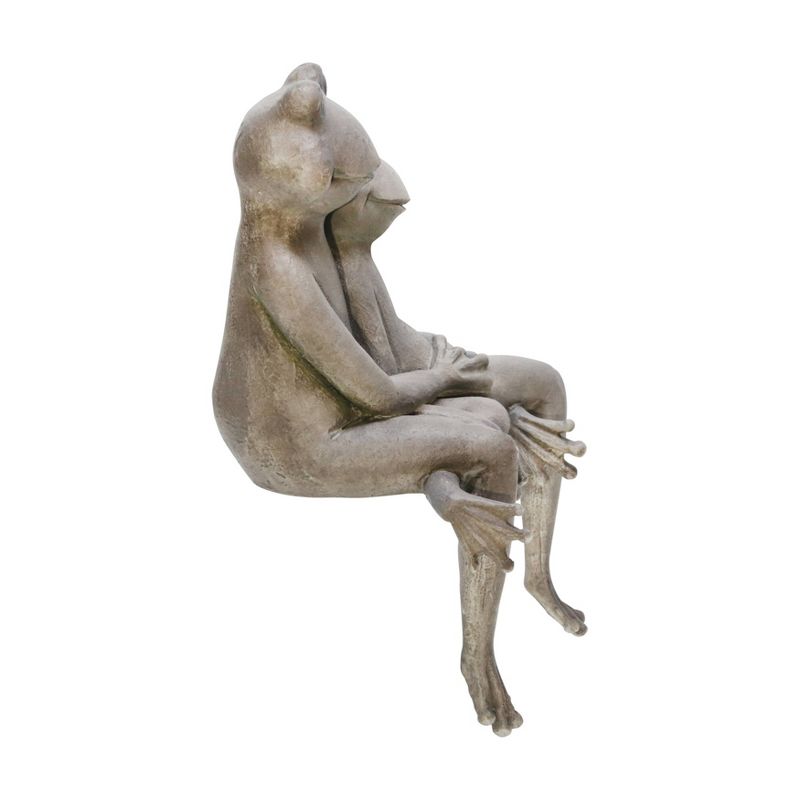 18" Polyresin Sitting Frog Couple Figurine Gray - Sagebrook Home